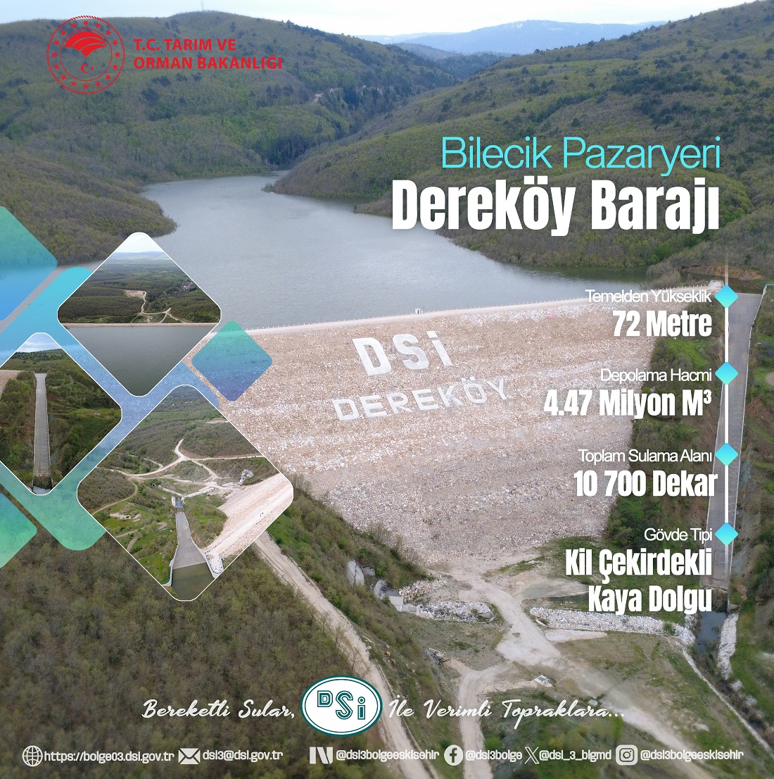 dsi_3_blgmd's tweet photo. 🇹🇷💦#Bilecik #Pazaryeri #Dereköy Barajı’nın temelden yüksekliği 72 metredir. Kil çekirdekli kaya dolgu gövde tipiyle inşa edilen ve 4,47 milyon metreküp su biriktirme hacmine sahip baraj, 10.700 dekar zirai arazinin sulanmasına hizmet etmektedir.

🇹🇷#SuVatandır 💦#SudaSıfırKayıp https://t.co/RY3mEcMapg
