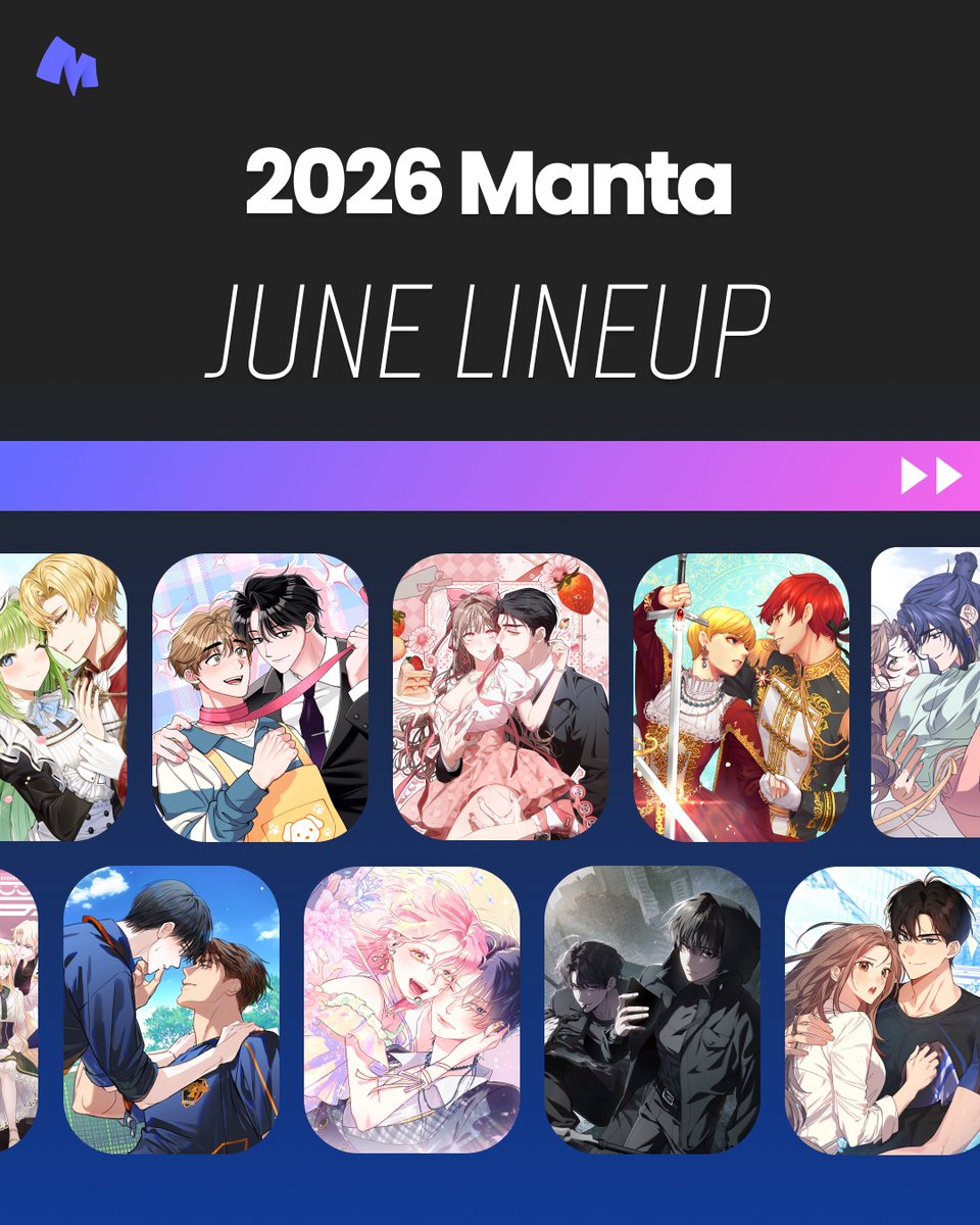 MantaComics's tweet photo. New month, new obsessions🔥
Here is your official Manta June Lineup!

Found any favorites in the lineup yet? 🧐

#Manta #Manhwa #Manwharecommendation
#Webcomic #manhwaupdate https://t.co/r1TP2mxQN5