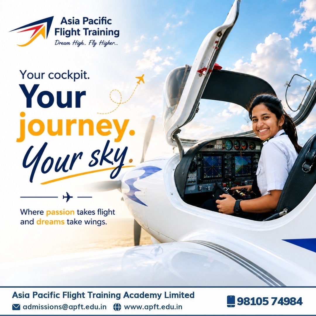 apft_official's tweet photo. Your cockpit.
Your journey.
Your sky. 
Where passion takes flight and dreams take wings.✈️⭐️

Asia Pacific Flight Training Academy Limited 
Visit us: https://t.co/rLWeHuFKlS
Write to us: admissions@apft.edu.in 
Contact us: +91 9810574984

#Aviation #pilot https://t.co/CdCECjw21y