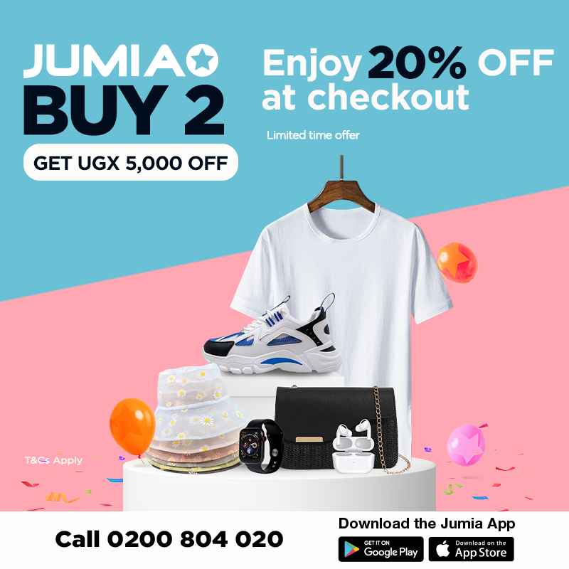 Jumia_UG's tweet photo. 🔥 Double up and drop the price! 🚨

Our 14th Anniversary just made shopping twice as good. Buy any 2 selected items right now and enjoy 20% OFF + UGX 5,000 OFF instantly when you check out! Fashion, sneakers, smartwatches—it's all on sale.

🏃‍♂️💨 Claim your extra discount now: https://t.co/fUPl6HoKlv

📲 Call us at 0200 804 020