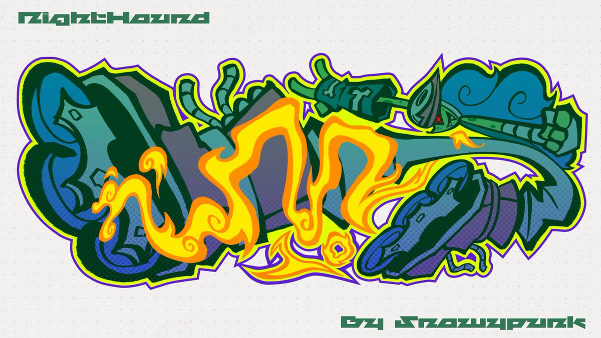 SnowyPunk's tweet photo. Nighthound, my #hyperfunk submission!

#bombrushcyberfunk #brc #graffiti https://t.co/7x2k3k9nr2