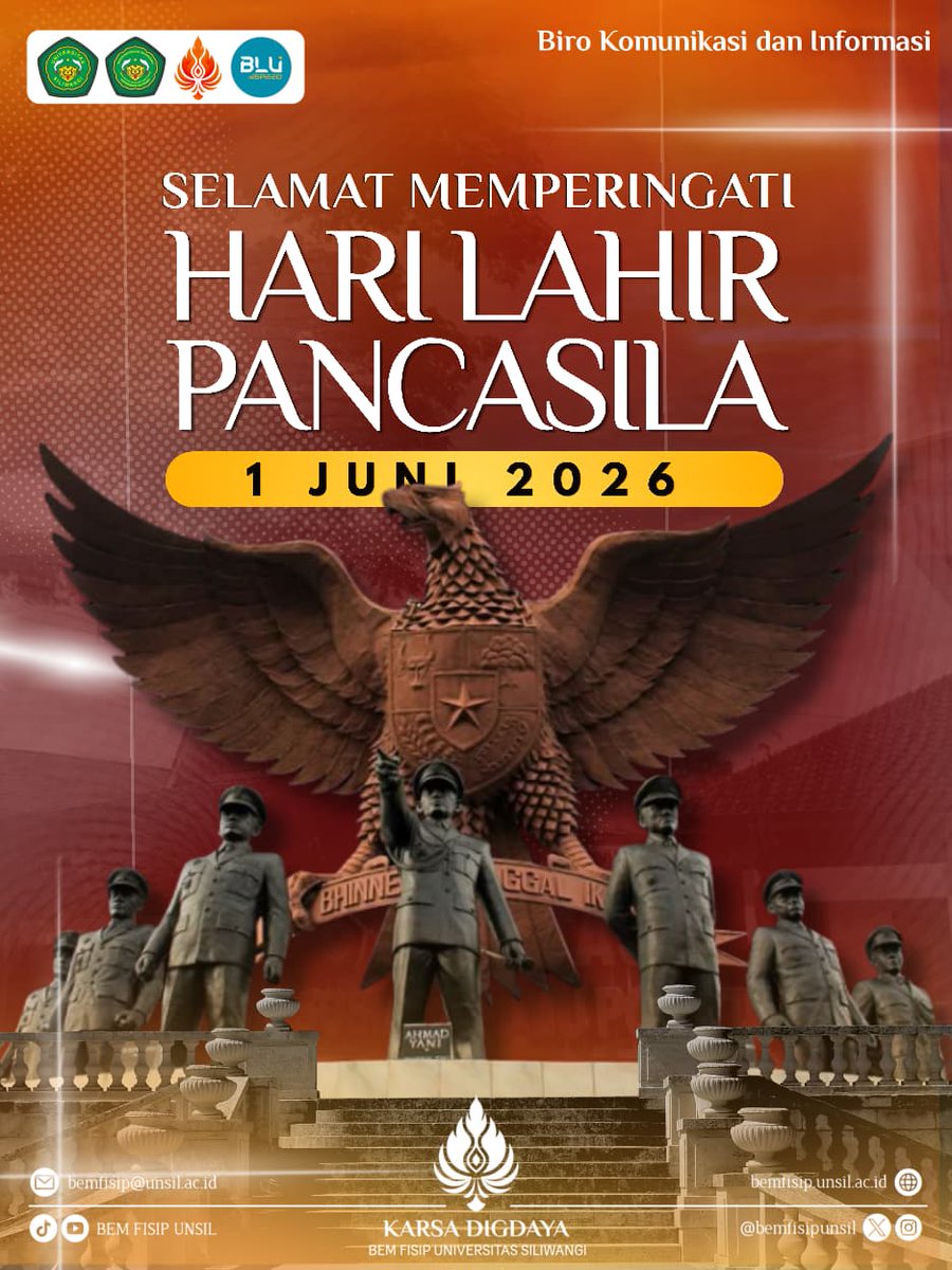 BEMFISIPUNSIL's tweet photo. [BIRO KOMUNIKASI DAN INFORMASI]

MEMPERINGATI HARI LAHIR PANCASILA 

1 Juni menjadi momentum untuk kembali mengingat bahwa Pancasila bukan sekadar dasar negara tetapi juga pedoman dalam kehidupan bermasyarakat, berbangsa, dan bernegara. https://t.co/WTvVm23y8y