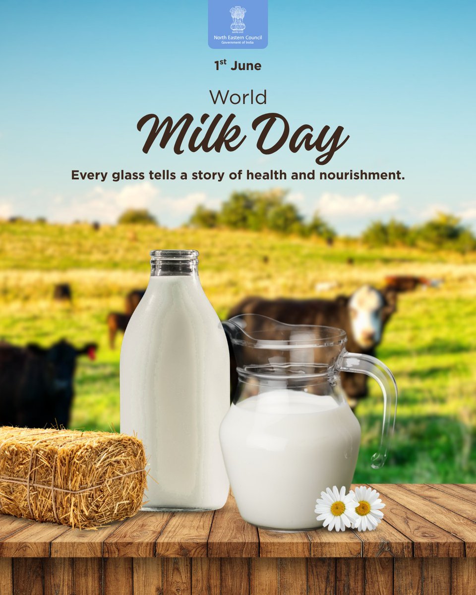 NEC_GoI's tweet photo. A glass of milk, a world of goodness! 
Fuel your day with nature’s wholesome nutrition. Happy World Milk Day!

#WorldMilkDay #DrinkMilk #GoodnessInEveryDrop #StayHealthy https://t.co/LcQU1w9vtE