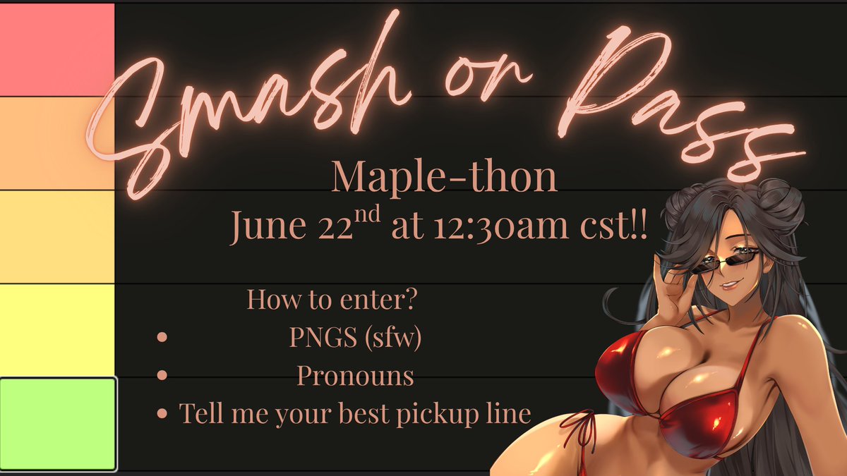 Mommy__maple's tweet photo. We are doing a smash or pass on the first day of the maple=thon!!! 

Deadline: June 20th at midnight https://t.co/B9zT3ufPJt