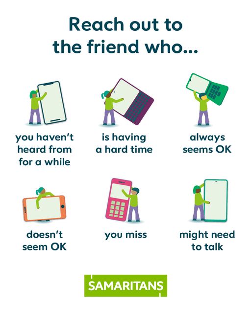 SamaritansIRL's tweet photo. Reminder: Reaching out is a small but mighty way we can all look out for each other 💚 https://t.co/6Ysu77xHDp