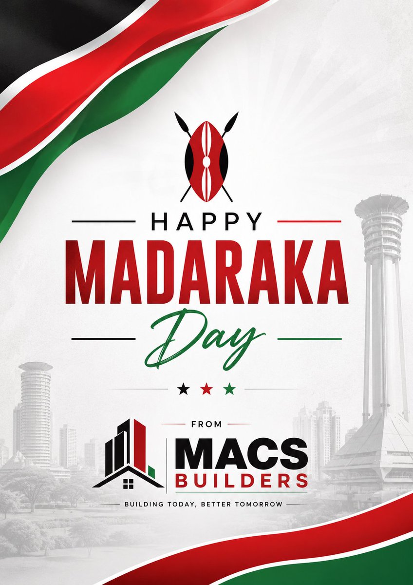 macsbuilders's tweet photo. SAY NO TO TRIBALISM, ETHNIC DIVISIONS... LET'S REMAIN PATRIOTIC AS KENYANS 🇰🇪🇰🇪,, LET'S KEEP BUILDING KENYA WITH @macsbuilders.. Leteni job
Enjoy your holiday.. https://t.co/P0xWAfcyuq