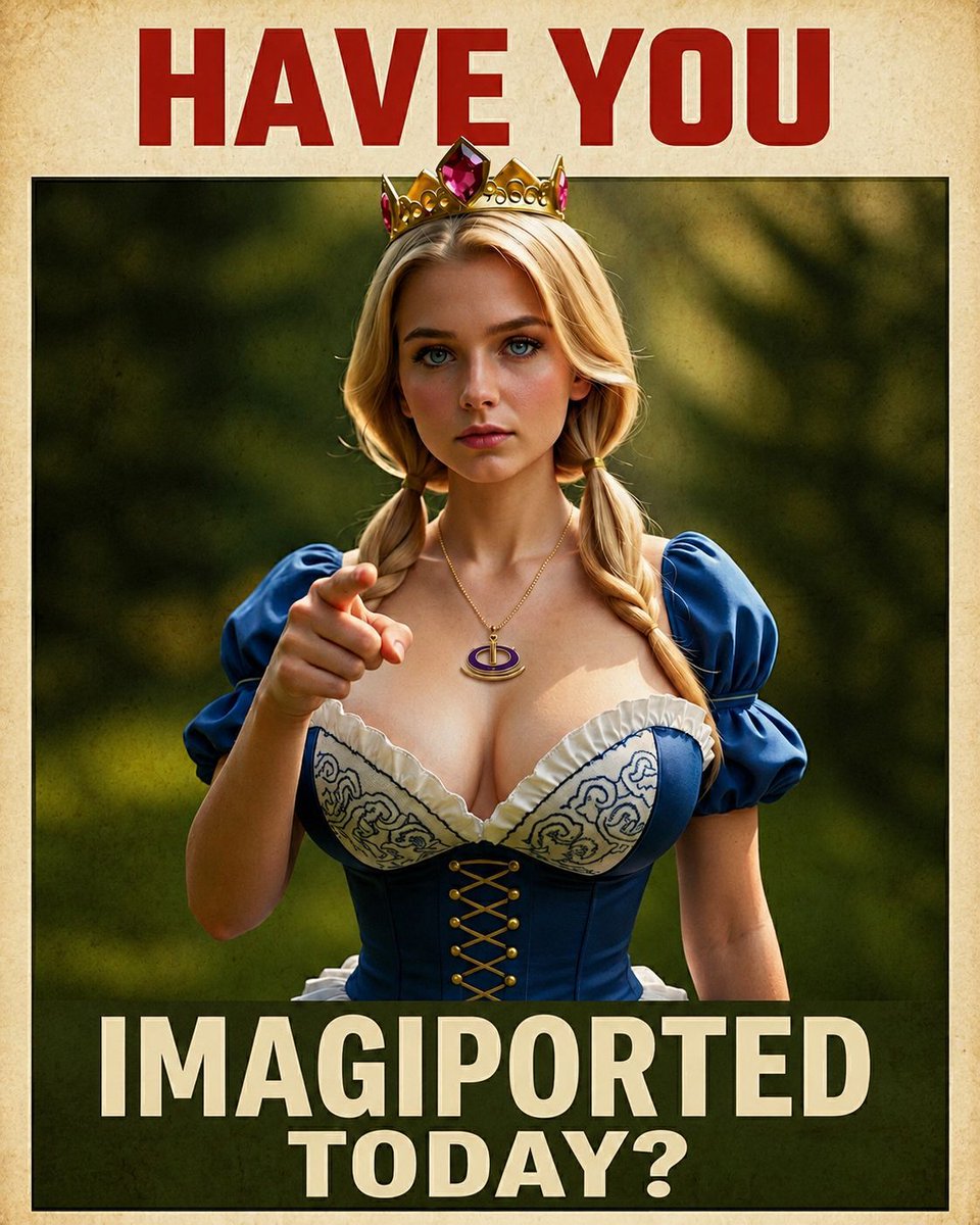 ImagiPortal's tweet photo. She asked nicely.
Well… kind of. 👑

Have you Imagiported today?
Create your own AI persona and start the story at ImagiPortal. 

Link in bio. https://t.co/gExe8loDd2