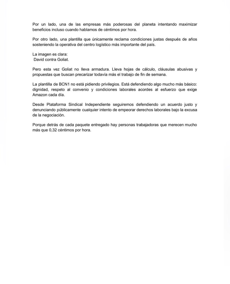 AntonioMaestre's tweet photo. El centro logístico de Amazon en Barcelona ofrece un aumento de 0,32 céntimos por hora a las trabajadoras en la negociación que está llevando con las empleadas. 

O,32 putos céntimos por hora!! 

https://t.co/NrFmciZP06 https://t.co/8Ch5uedd5j