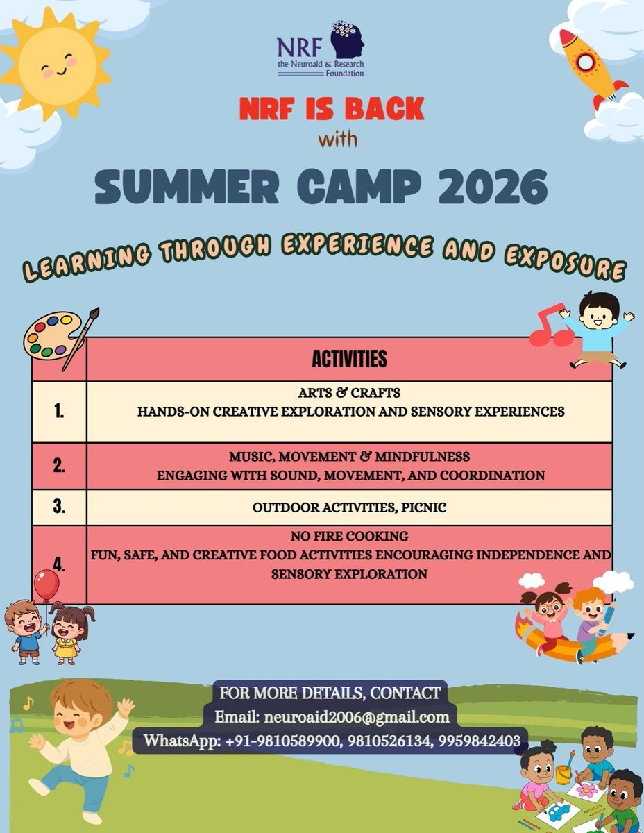 The_NRF's tweet photo. 📷 Our specialized 2-week Summer Camp IS BACK! The 10-day program offers sensory-rich therapeutic activities led by NRF experts and includes a picnic too! A special surprise awaits our children and their siblings on 12 June.
#SpecialNeedsSummerCamp2026 #InclusiveSummerCamp https://t.co/r2Qsv9Pelt