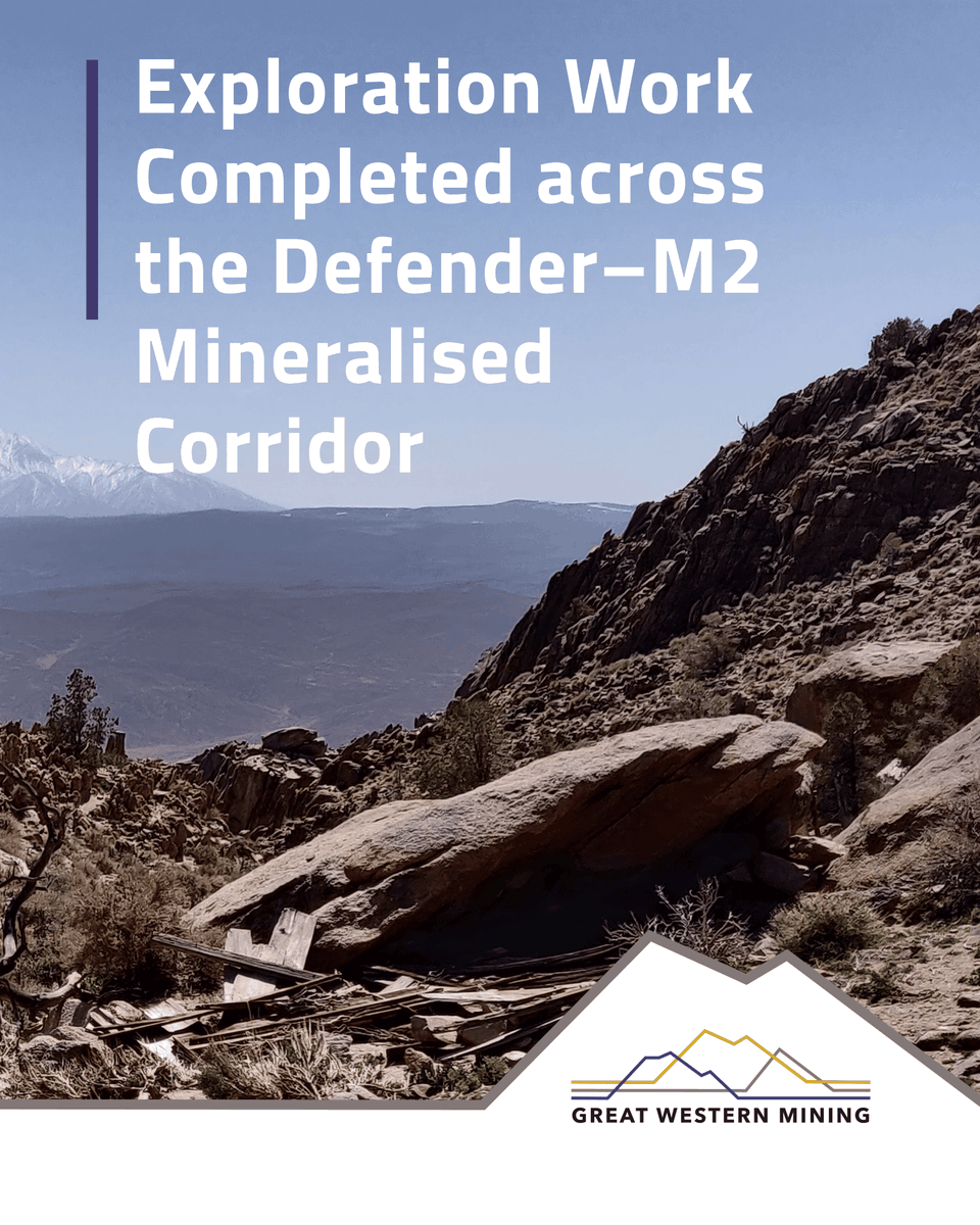 mining_great's tweet photo. Key exploration work completed across the Defender–M2 Mineralised Corridor in Nevada to support the planned July 2026 drilling campaign and resource definition programme and assess the broader extent of tungsten mineralisation.

Read in full:  https://t.co/Qwo12VgG0z

#GWMO #Tungsten #MiningExploration