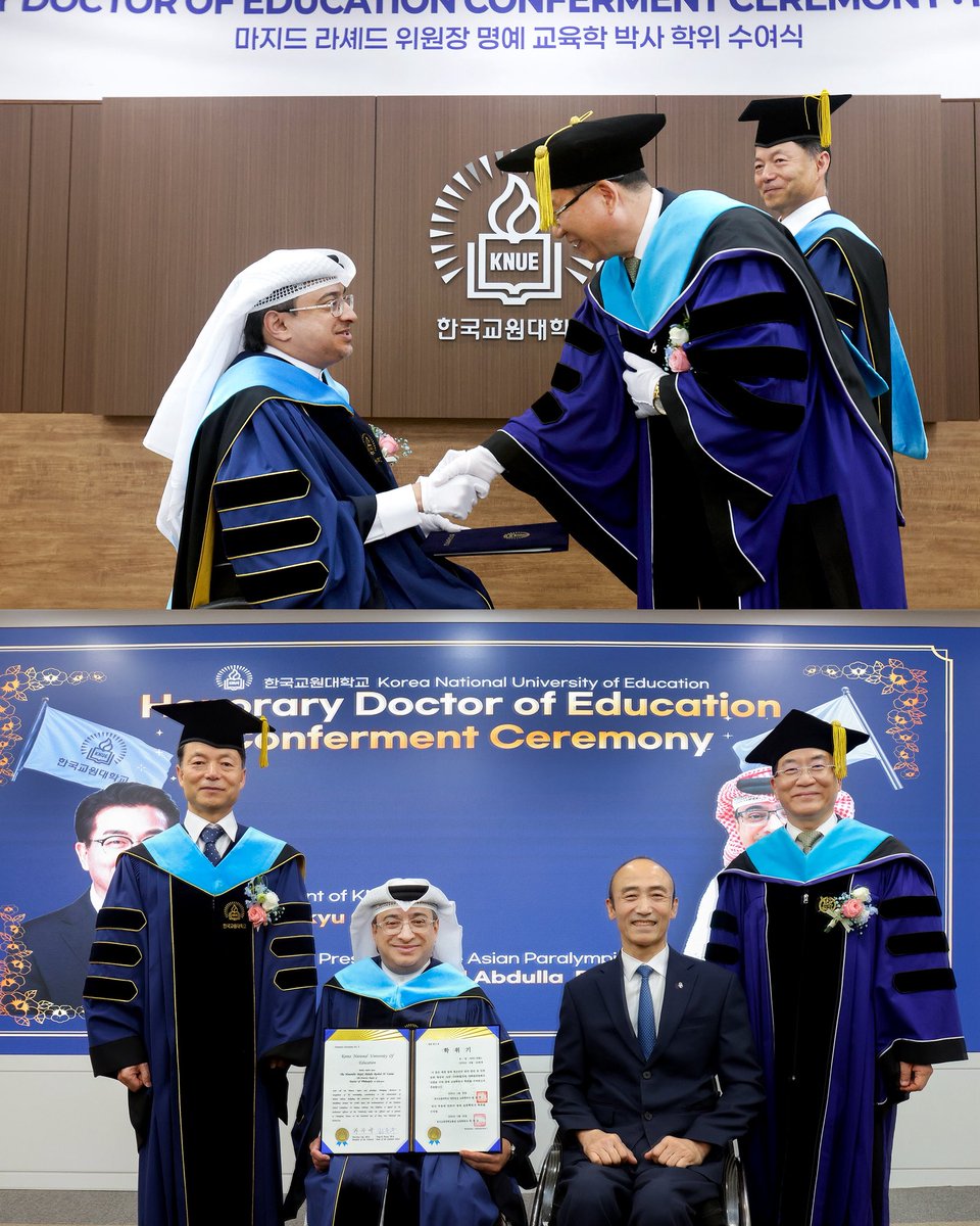 DCDuae's tweet photo. يتقدم رئيس وأعضاء مجلس إدارة نادي دبي لأصحاب الهمم، وموظفو ومنتسبو النادي، بأحر التهاني إلى سعادة ماجد العصيمي بمناسبة ��صوله على الدكتوراه الفخرية في الإدارة من الجامعة الوطنية بكوريا الجنوبية، تقديرًا لإسهاماته المتميزة في خدمة الحركة البارالمبية محليًا وقاريًا ودوليًا. https://t.co/RcRdxlxyqq