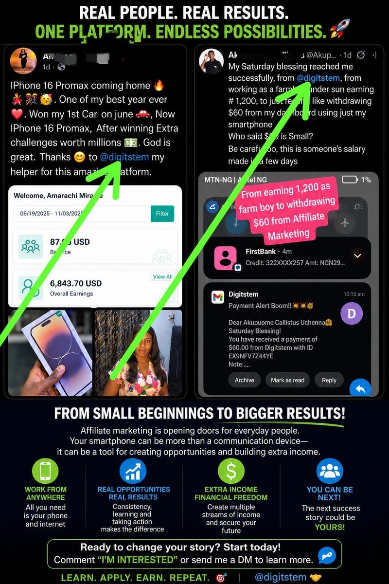 Oluwapemi003's tweet photo. When knowledge meets action, success follows. Affiliate marketing is opening doors for many people, and the next success story could be yours.
Comment "INTERESTED" if you'd like to learn more. 👇📱💵#digitstem
#affliate marketing 
#makemoneyonline https://t.co/mKKgJljps9