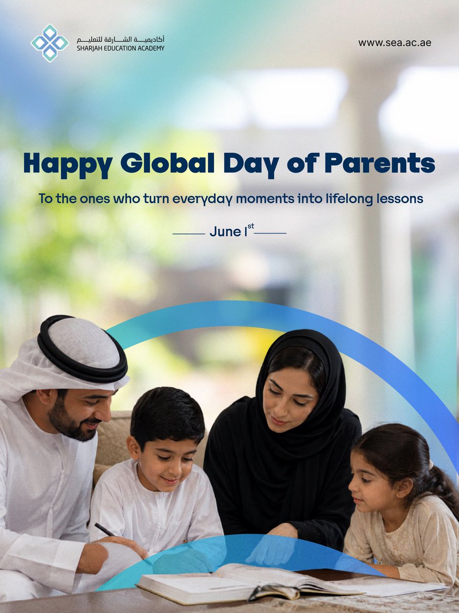 SEA_SHJ's tweet photo. كل عام وجميع الوالدين بخير

Happy Global Day of Parent

#SharjahEducationAcademy 

#GlobalDayOfParents 

#أكاديمية_الشارقة_للتعليم 
#يوم_الوالدين https://t.co/Wt6GiNsNZJ