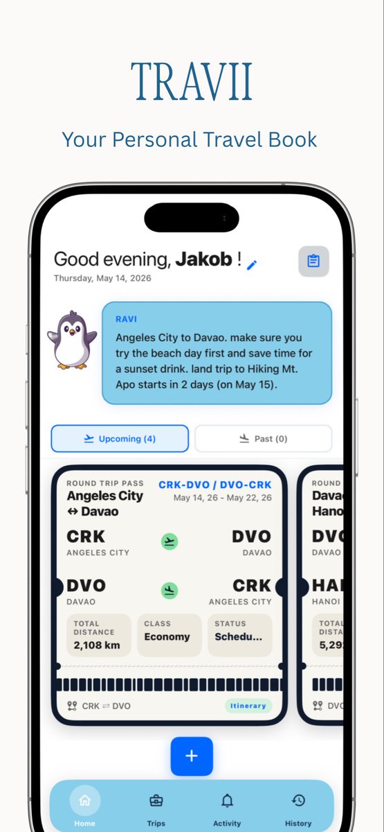 _jkbb's tweet photo. I recently came back from a trip and was inspired to create Travii ✈️

I’ve always loved keeping boarding passes and travel memories, especially from visits with my long-distance partner.

Today, Travii reached #1 in the Travel category on the App Store 🤍 https://t.co/VC8vVs7UZ1