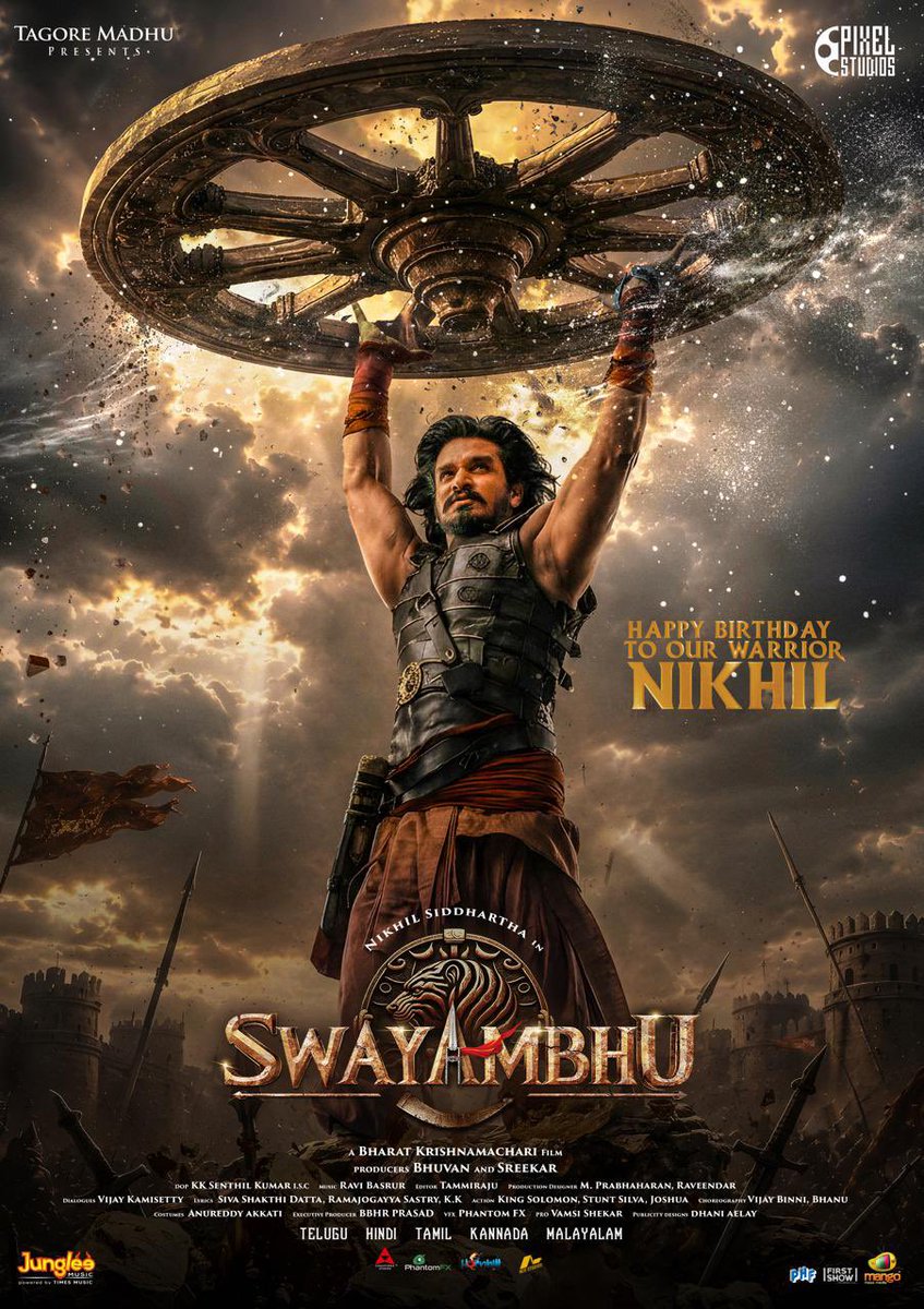 T2BLive's tweet photo. Happy Birthday @actor_nikhil 

A Special Birthday video from team #Swayambhu out today at 4.05 PM https://t.co/xEzChVGU7c