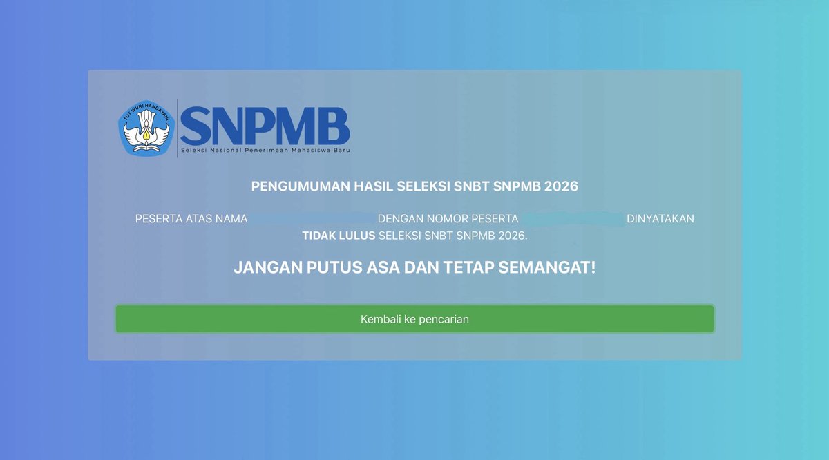 lolos SIMAK UI 2026❤️💜 tweet media