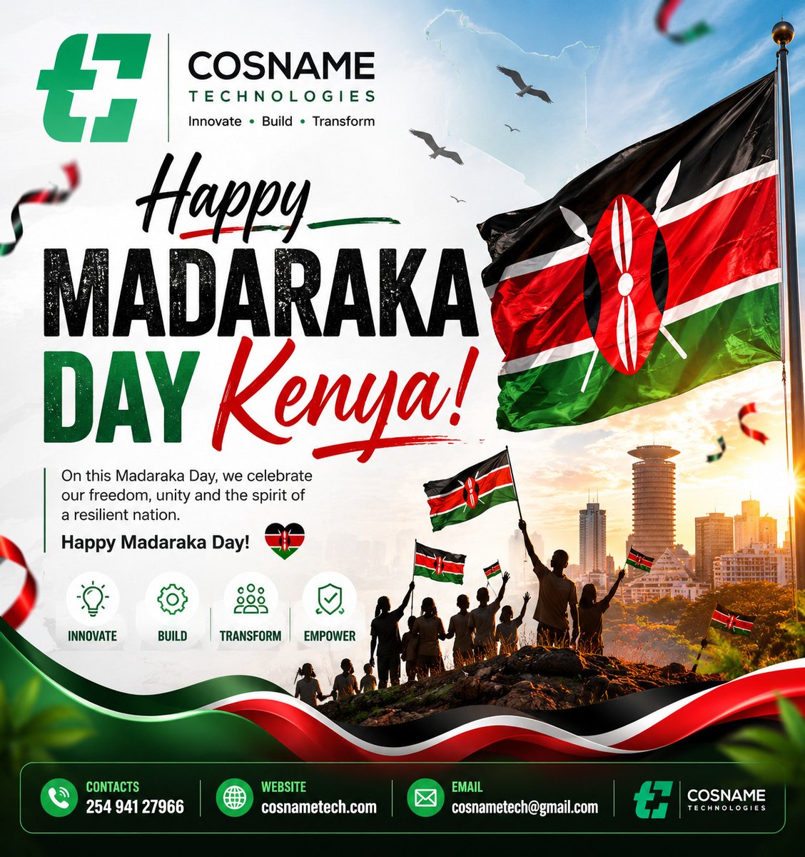 CosnameTv1's tweet photo. Happy Madaraka Day Kenya 

Need a website or an App reach to us today, or visit https://t.co/04FF69Upoc for more information https://t.co/DTENStYnZY