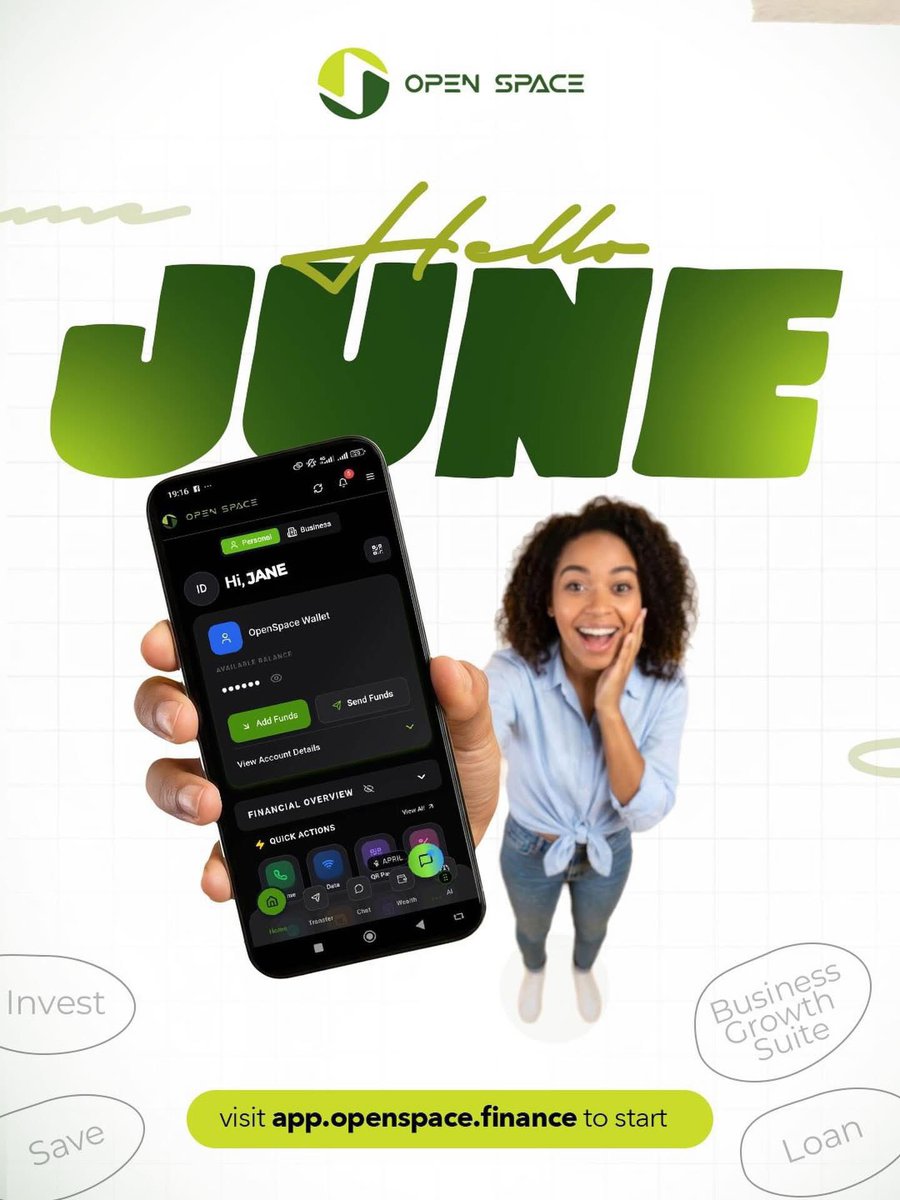 Openspace_AI's tweet photo. A new month brings new opportunities to save, invest, grow your business, and achieve your goals.
This June, let your money work smarter with Open Space. Whether you’re building wealth, expanding your business, or planning for the future.
#openspace #happynewmonth #june #newmonth https://t.co/DgjnyEge4A