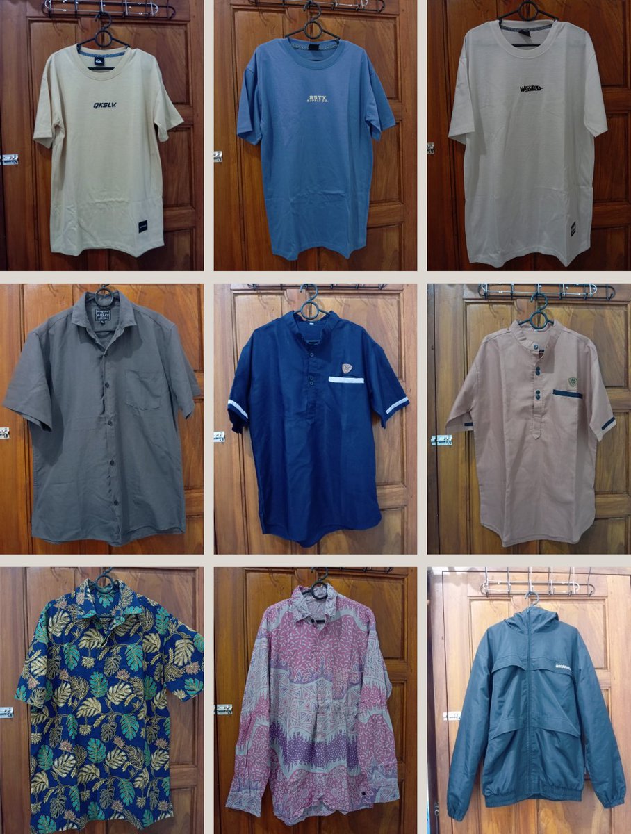 keyshiev's tweet photo. preloved baju cowo

all in 250k/300k 
size : 
1. jaket (L)
2. all baju (L)
3. kemeja abu (XL)
4. all batik (L)
5. all baju koko/muslim (M)

per item start : 20k-35k kecuali jaket 120k. for detail hmu https://t.co/Y583zKctmw