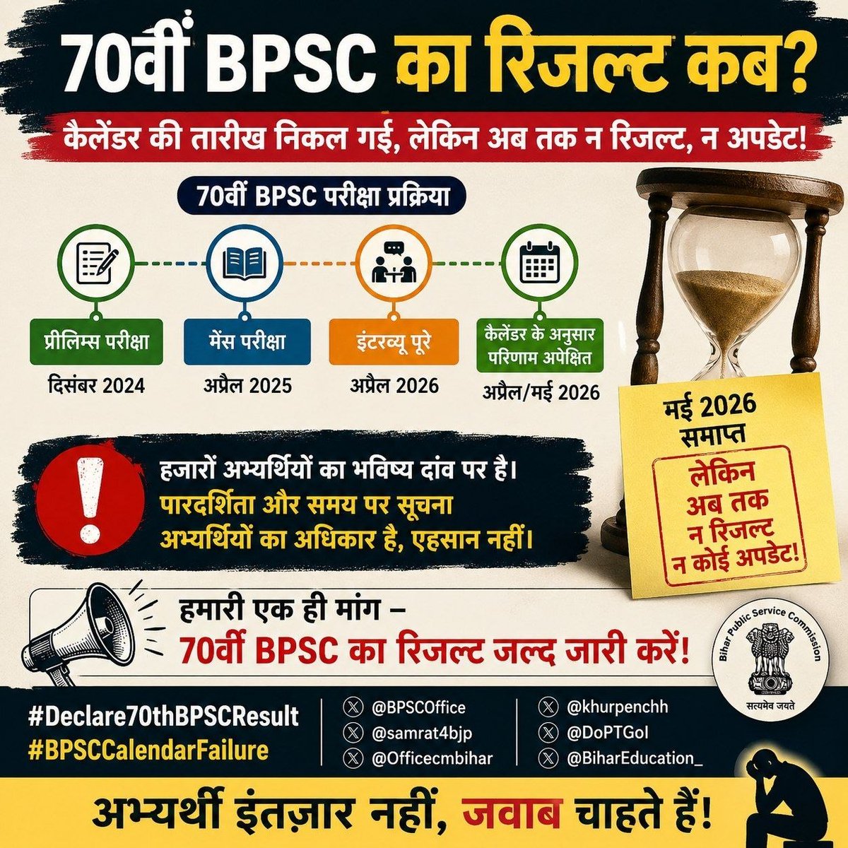 VISHU5787666456's tweet photo. Doston samay aa gaya hai ki aapni aawaz uthaya jaye.💪

Warna puri duniya thukegi hum par ki jab humare future ke sath koyi khel rha tha; to hum sab sirf aur sirf CME &amp; Bihar Top ke update ka wait kar rahe the.#70th_BPSC_Final_Result 
#Declare70thBPSCResult
#BPSCCalendarFailure https://t.co/ieCO6PJq3g
