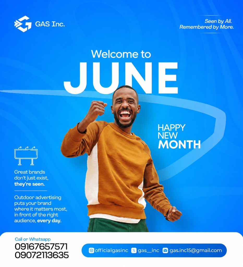 Gas__Inc's tweet photo. Hello, June.

This month, don't just exist. Be seen.

The right visibility can change everything for a brand.

Happy New Month from GAS INC.

#HappyNewMonth #OutdoorAdvertising #BrandVisibility #OOHAdvertising #MarketingStrategy https://t.co/AE3hl6FybF