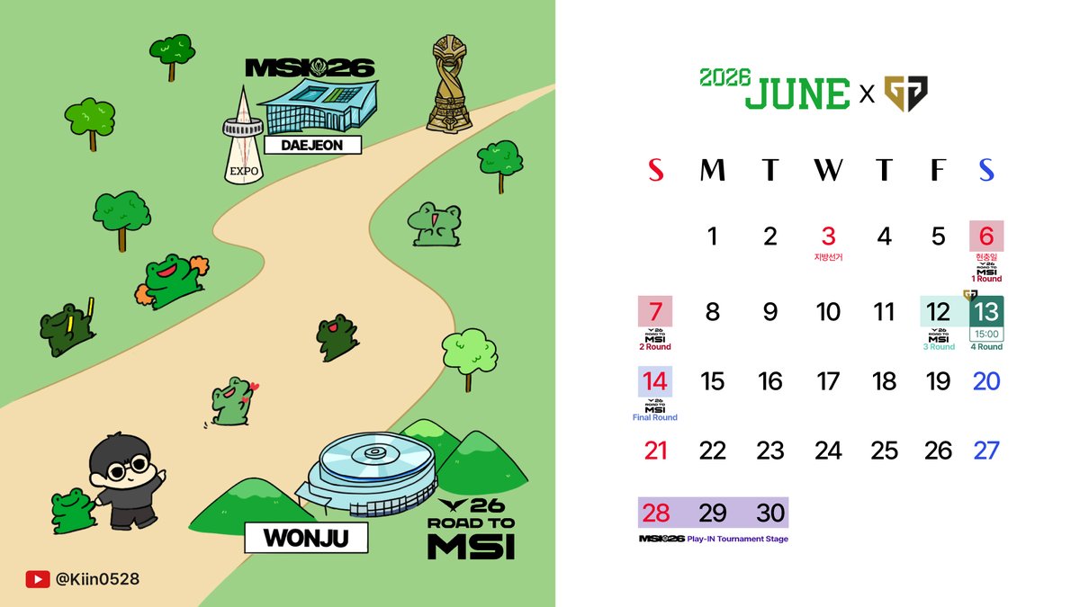 kiin_99's tweet photo. To my fans,

June is here, and we’re already halfway through the 2026.
This month, we’ll need your support more than ever.

Please continue to show your unwavering support and cheer us on as we aim to qualify for the MSI and perform well there!
We’ll repay your support with great results.

Thank you as always.

With love, Kigoori

The calendar may be redistributed as long as the source (https://t.co/VnGzYCT3u0) is credited.

#기인 #기구리 #Kiin #Kigoori #LCK #Calendar