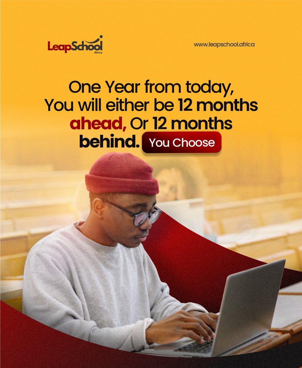 leapschoolafric's tweet photo. One year from today, you will either be 12 months ahead or 12 months behind. The clock is ticking, and the choice is entirely yours. ⏰

Don't wait for "someday." Start your growth journey today at https://t.co/62bsFxgJJU 🚀💡

#LeapSchool #CareerGrowth #Mindset https://t.co/5HBWQ1Jsrv