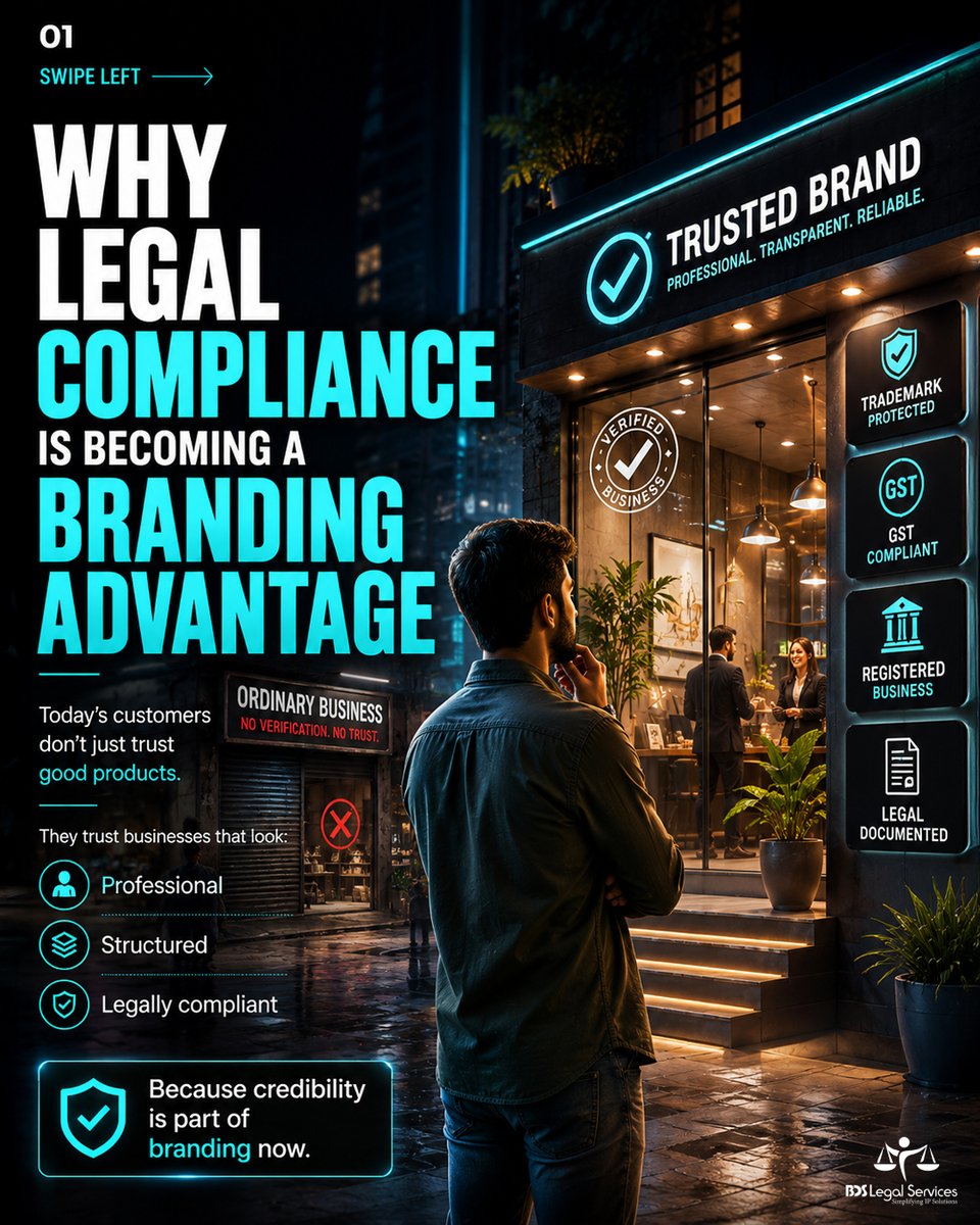 bdslegalserv's tweet photo. Branding isn't just about marketing anymore.

Customers, investors &amp; partners trust businesses that are:
✔ Professional
✔ Structured
✔ Legally Compliant

Compliance builds credibility, trust, and long-term growth.

📞 1800 890 2172
🌐 https://t.co/lten5O5xRm

#BDSLegal https://t.co/O10PVHYNSW