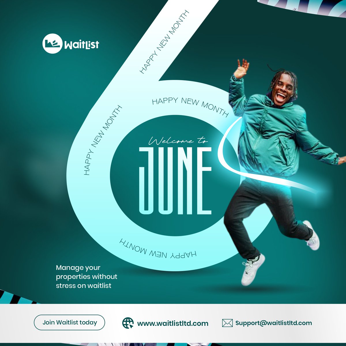 WaitlistLtd's tweet photo. Happy New Month! 🚀

May was incredible, but we're going bigger this June.

We hope this month brings you total peace of mind, zero "stories," and more wins.

#HappyNewMonth #Waitlist #PropTech https://t.co/S0tCiZQ3Qm