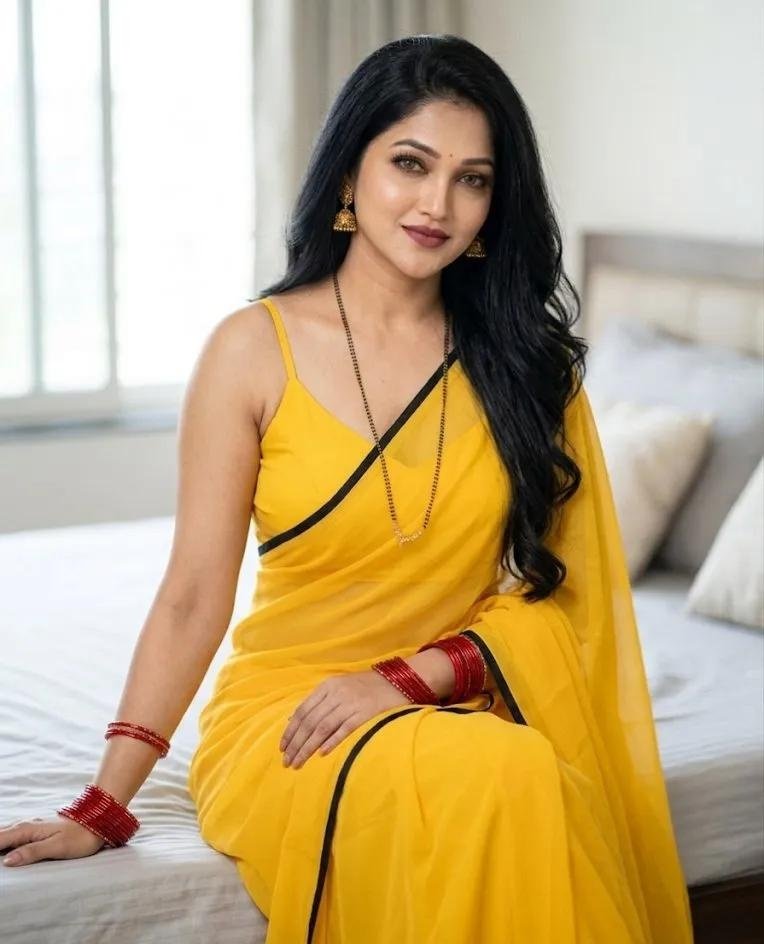 RiturajSin23548's tweet photo. "Bed pe yellow saree,aankhon main jaadu✨ india kee nayi crush? tag your crush!👀" https://t.co/9IBEsQCRfj