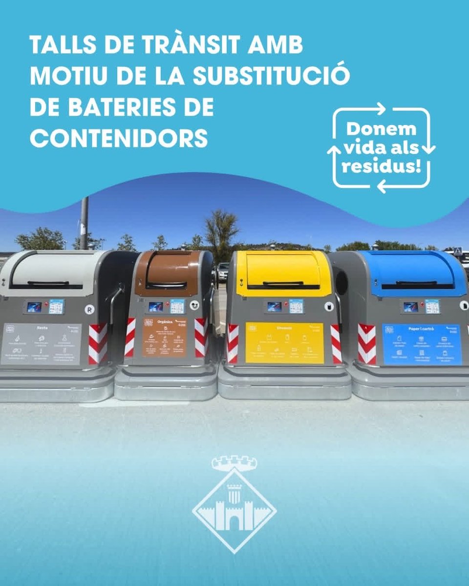 VilafrancaAj's tweet photo. ⚠️ Amb motiu de la substitució de les bateries de contenidors amb la implementació del nou sistema de recollida de residus, el barri del Poble Nou tindrà talls de trànsit durant tota la setmana de l’1 al 5 de juny.

🔹 Demanem paciència i col·laboració al veïnat.

#vilafranca https://t.co/NjV6zoCd7q