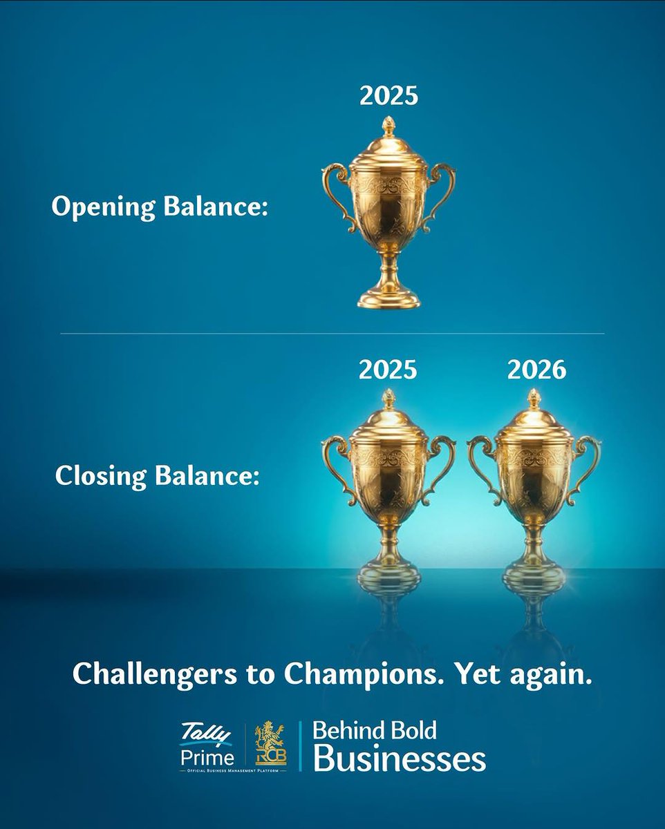 AND_Tech_India's tweet photo. 🏆 Trophy Won.
🏆 Crown Retained.
🏆 History Created.
RCB – Champions Again! ❤️💛🔥

#tallyerp #tally #accounting #gst #tallyprime #tallysolutions #tallyoncloud #accounts #tallycustomization #tallypartner #tallyonmobile #digitalmarketing #rcb #ipl #viratkohli #cricket #Andtech https://t.co/trfojSAXha