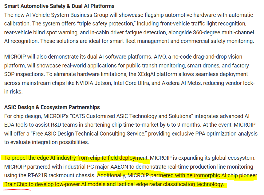 MIAM_Schwan's tweet photo. MICROIP to Debut “AI Vehicle System Business Group” and Edge AI Innovations at COMPUTEX 2026

"MICROIP partnered with ... BrainChip to develop low-power AI models and tactical edge radar classification technology."
https://t.co/cXDvslAy61

@BrainChip_inc $BRN $BRCHF https://t.co/pY0qEAEjTh