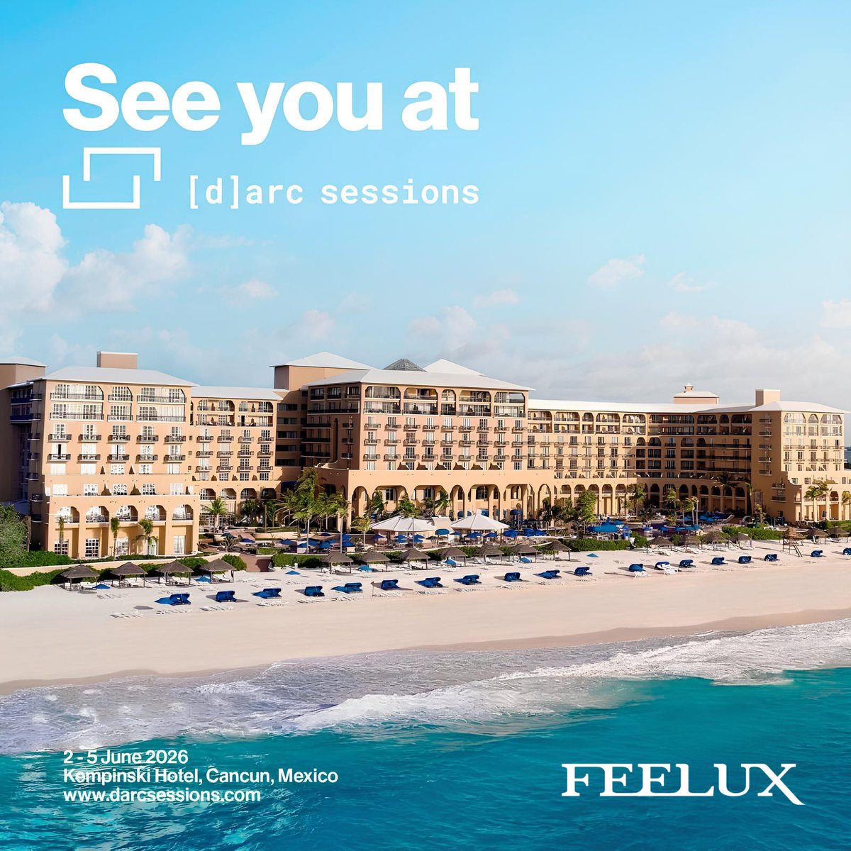 Feeluxglobal's tweet photo. We are excited to announce that Feelux lighting will be participating in darc sessions America 2026 in Cancun, Mexico!

From JUNE 2–5, we will be showcasing our latest lighting solutions and connecting with architects, designers, and industry professionals. https://t.co/R0u1qm8FKP