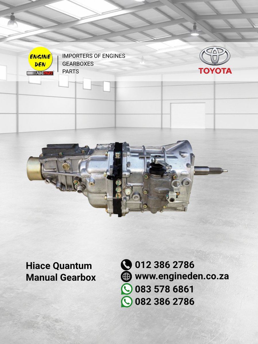 engineden1's tweet photo. Toyota Hiace Quantum Manual Gearbox 🔧

Commercial &amp; taxi platform.

💰 R13,500

#ToyotaQuantum #EngineDen https://t.co/UAPPaFnbNV