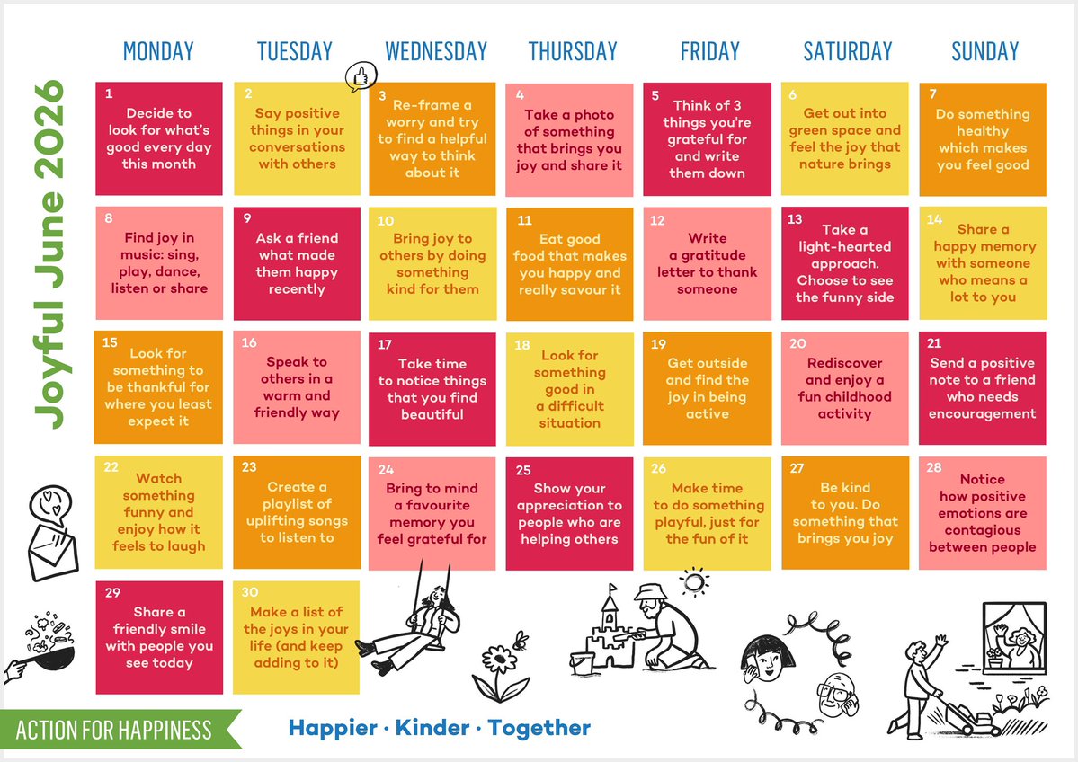 actionhappiness's tweet photo. Joyful June - Day 1: Decide to look for what’s good every day this month https://t.co/HZQI1uz0Xz #JoyfulJune https://t.co/3aVXrJ0lAw
