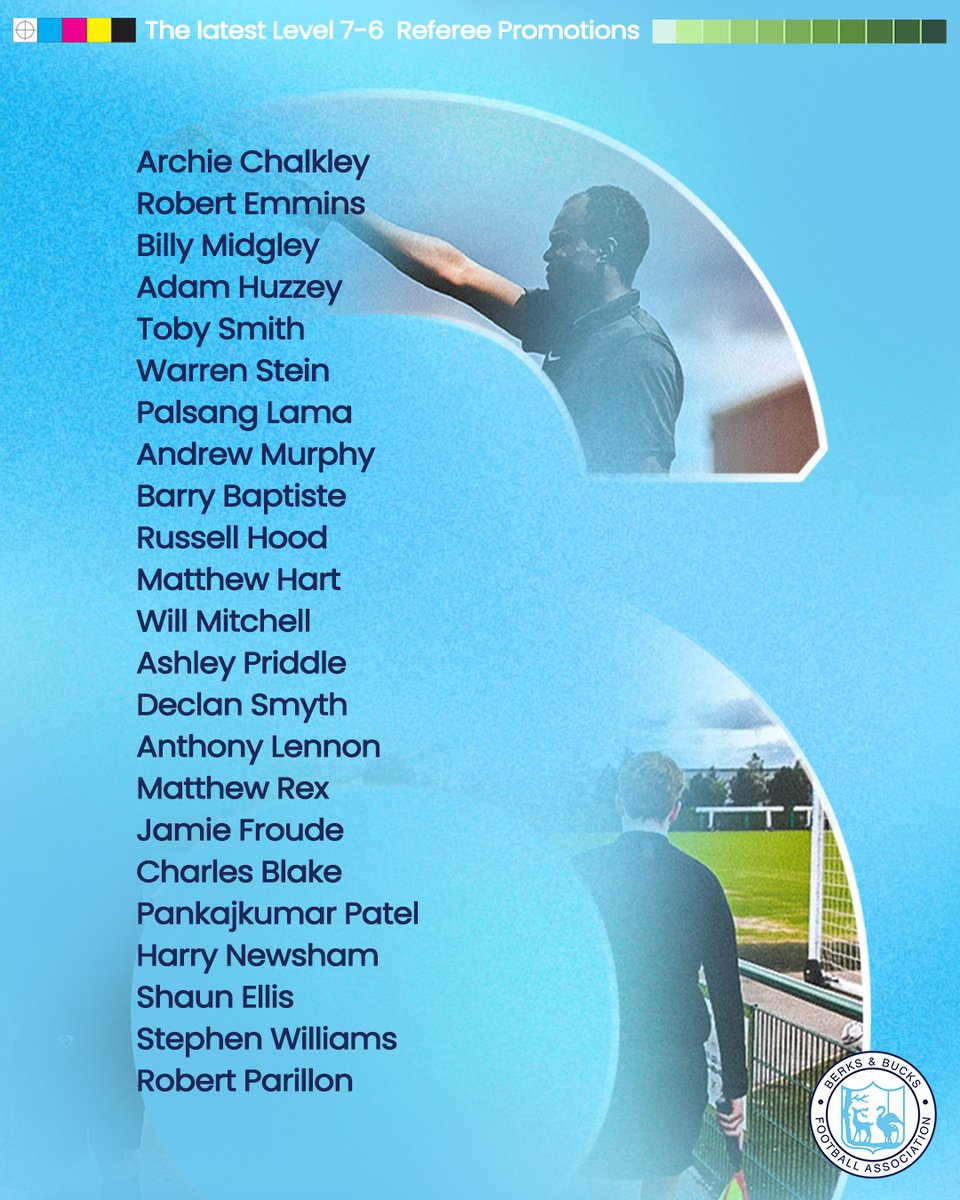 BerksandBucksFA's tweet photo. Levelling up! 📈

Congratulations to our 23 newly promoted Level 6 Junior County Referees! 👏 https://t.co/OHa5pS0aD1