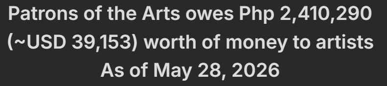 nonadraws's tweet photo. OVER 2 MILLION PHP OWED TO THE ARTISTS, BTW! 🙃🙃🙃 https://t.co/08eDTGMbJq