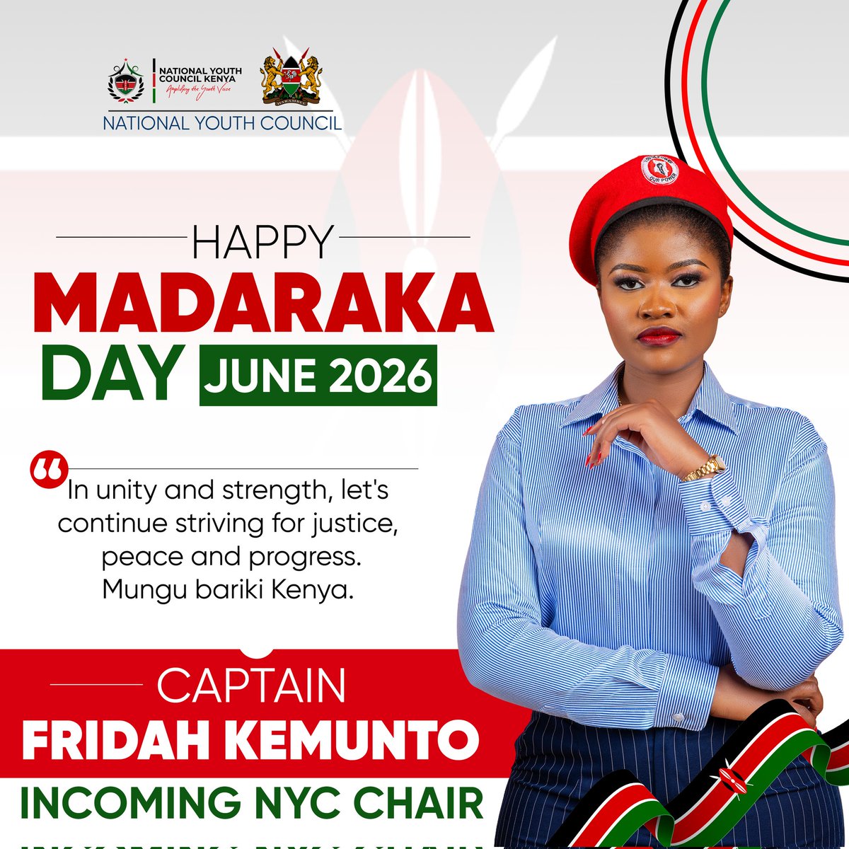 Captainfridah's tweet photo. Happy Madaraka Day 🇰🇪

Freedom was won by sacrifice. Progress will be built by responsibility.

As young people, we carry the duty to protect our democracy, demand accountability, and contribute to a Kenya where every citizen has a fair chance to thrive.

#madaraka #madaraka2026wajir