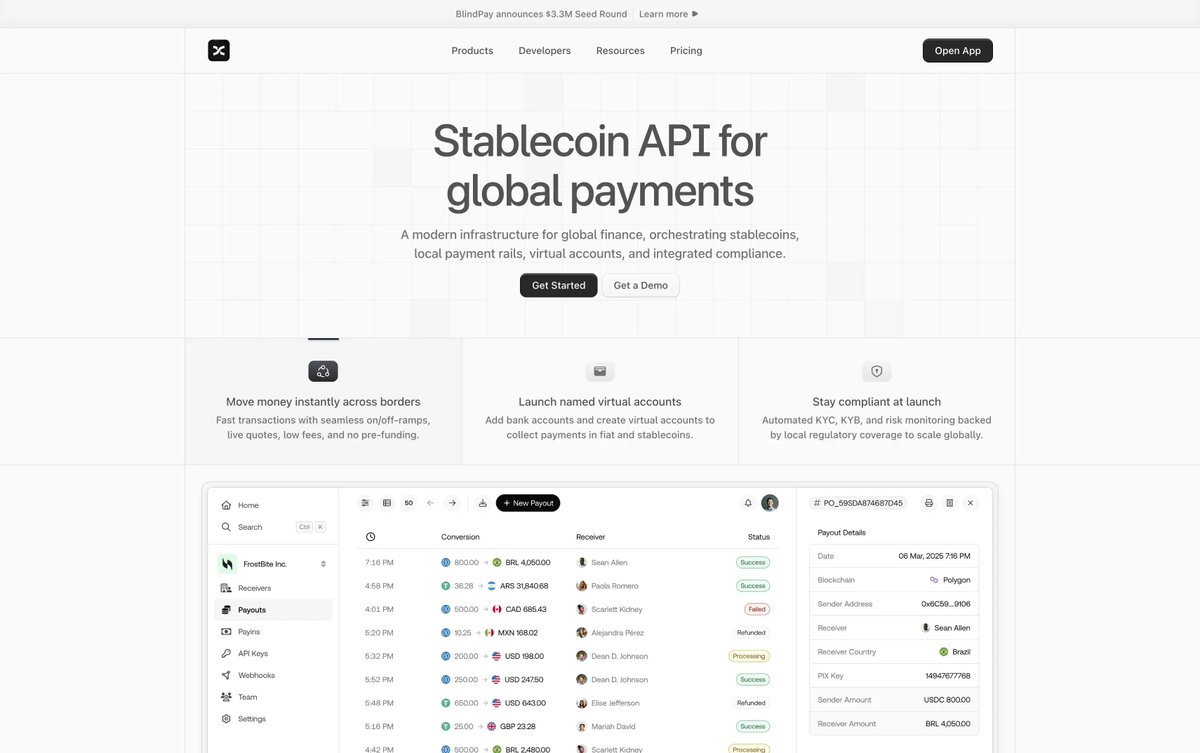 athenax_co's tweet photo. Moving money from a US treasury to a freelancer in Mexico City means stitching together banks, FX desks, and a different local processor in every market.

That's why you want one developer-first API that orchestrates stablecoins, local payment rails, virtual accounts and integrated compliance.

That's @blindpay