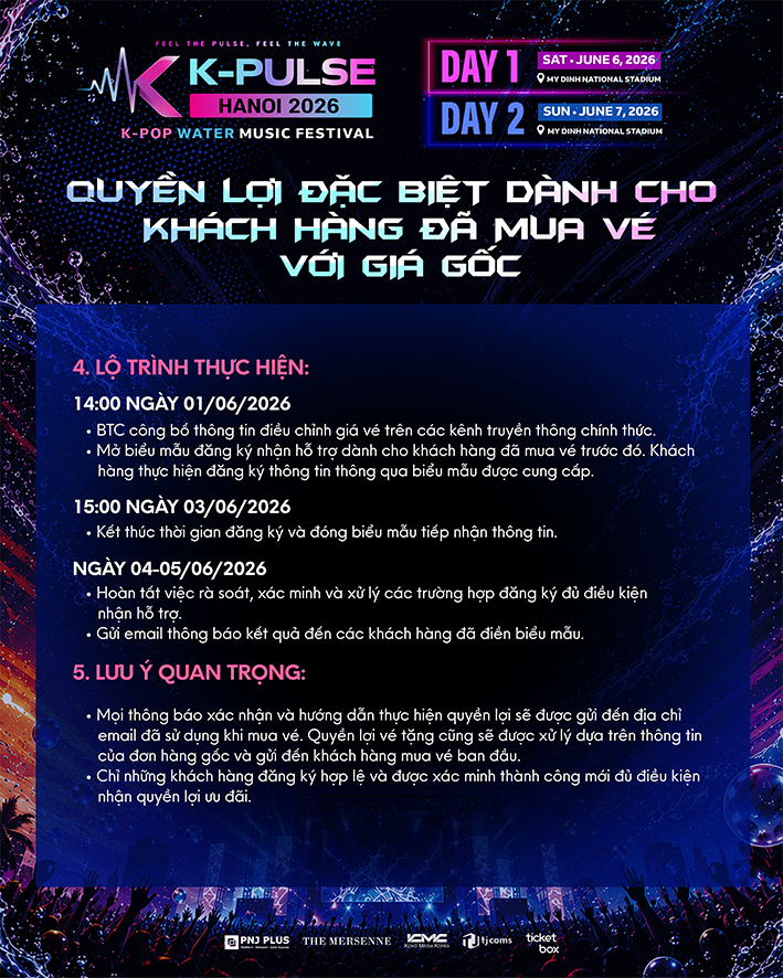 pulsehanoi45941's tweet photo. [TICKET PRICE ADJUSTMENT AND 35% DISCOUNT PROGRAM ANNOUNCEMENT]

Dear Valued Attendees,

First and foremost, the Organizer of K-PULSE HANOI 2026 would like to sincerely thank you for your interest in and support of the event. https://t.co/vDboScInzj