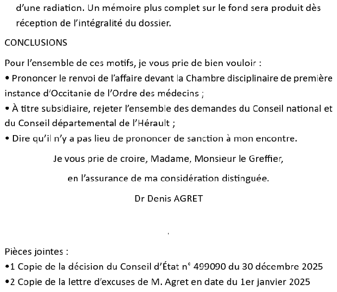 AgretDenis's tweet photo. Le CNOM reste dans sa posture haineuse de vouloir me radier délibérément. Aucun respect de l'article 56 du code de déontologie : Les médecins se doivent assistance dans l'adversité.
Le droit de se taire (présomption d'innocence) ne m'a pas été signifié à la chambre (tribunal) disciplinaire nationale (mai 2024 radiation) ni à la chambre  disciplinaire régionale Occitanie (avril 2022 3 ans d'interdiction) ce qui rend caduque ces deux procédures à charge. 
J'ai donc demandé que le droit s'applique pour être renvoyé non pas en chambre disciplinaire nationale mais en chambre disciplinaire régionale. 
En résumé, retour à la case départ. 
Je demande donc l'annulation de toutes sanctions disciplinaires et la reconnaissance du statut de lanceur d'alerte.
