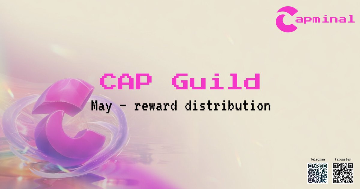 Capminal's tweet photo. 🚨 The May rewards for CAP Guild distributed

The May rewards for CAP Guild have been successfully bought back and distributed to all members. Please check your wallet. Transaction details can be found in the message below.

June will be an exciting month for us. We are redesigning the reward system, introducing a new CAP staking model, launching new features, and refreshing the UI.

All of this will be part of Capminal V2, which is coming soon.

Thank you for your patience and continued support 🫡
