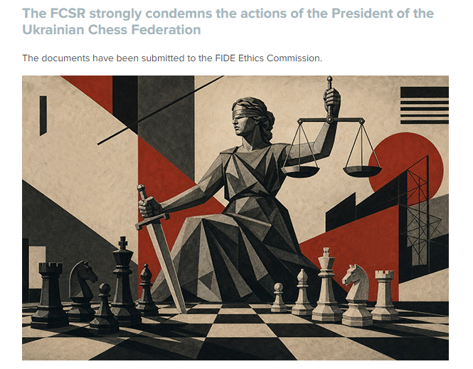 PHChess's tweet photo. Russia 🇷🇺 has filed an complaint to the FIDE Ethics committee against the President of the Ukrainian 🇺🇦 chess federation for war propaganda supporting attacks on Russian🇷🇺 cities. 

Ukraine🇺🇦 makes legal counterattacks to stop Russia🇷🇺 illegal attacks.

https://t.co/724oXucbVe https://t.co/6wbJYjdoTc