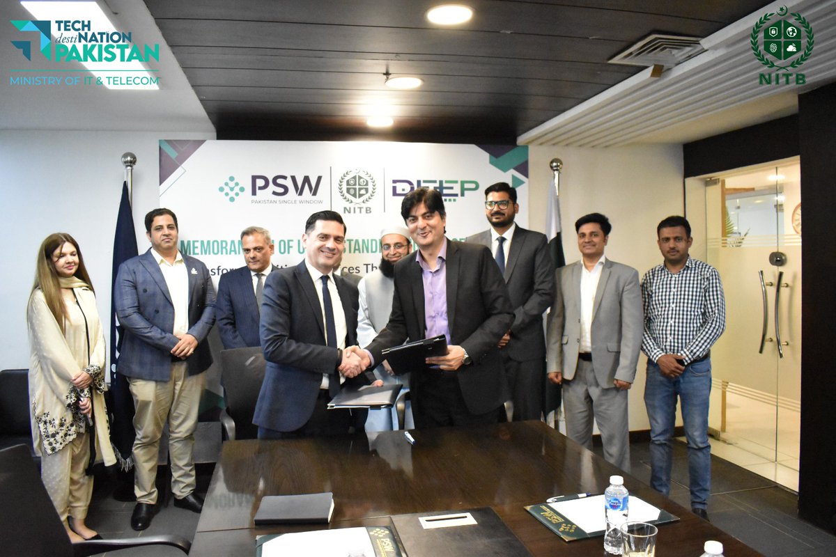 NationalITBoard's tweet photo. Big Step for #DigitalPakistan!
#NITB & #PakistanSingleWindow have signed an #MoU under #DEEP to drive:
- Paperless processes
- Integrated govt services
- Transparency & accountability
Building a smarter, connected Pakistan together.
#eGovernance #GovTech https://t.co/DVika5JA3y
