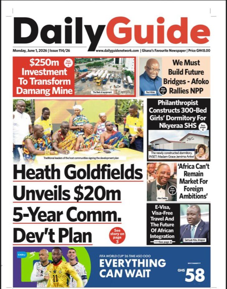 GameTV_gh's tweet photo. Newspaper Review: Monday ,01 Jun 2026
#GhanaThisMorning #GameTVgh https://t.co/zUmfRsbn2w
