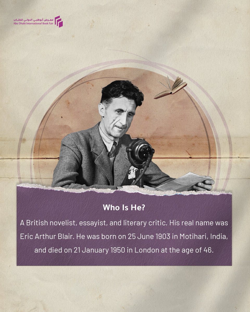 ADIBF's tweet photo. He did not receive major awards during his lifetime, but his works are now regarded as classics of world literature.

Discover George Orwell, the English novelist, writer and journalist. https://t.co/gYsBzdpAuM