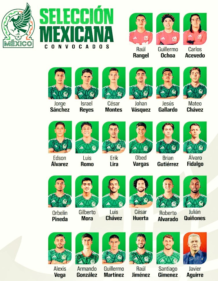 Mexico_Arab's tweet photo. 🟢

القائمة النهائية الرسمية لـ منتخب المكسيك المشارك في كأس العالم ٢٠٢٦

بالتوفيق لـ التريكولور 🇲🇽💚 https://t.co/xnRx6MY6VV