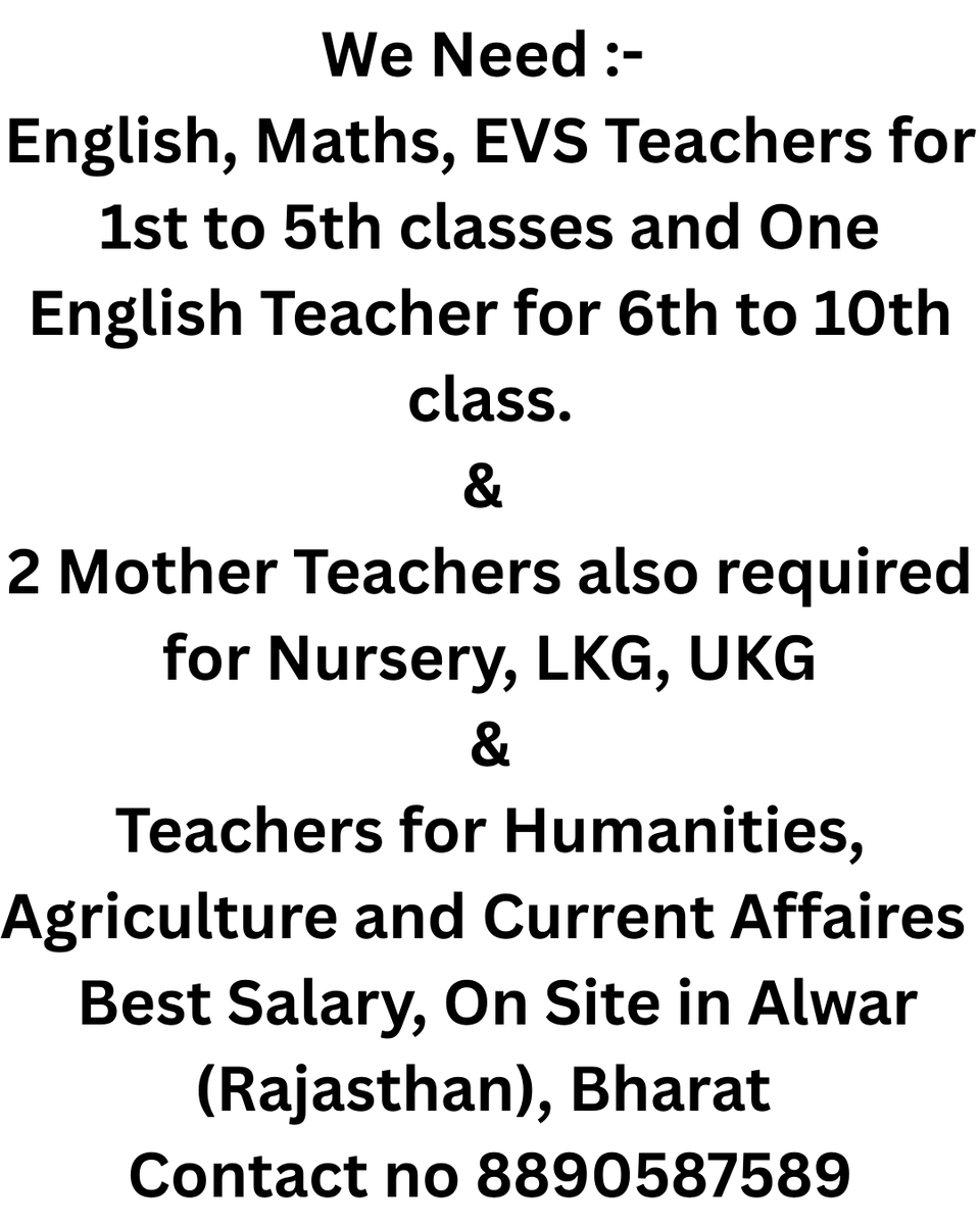 Clearvisionstud's tweet photo. #Hiring #Humanities #Agriculture #CurrentAffaires #English #Mathematics #EVS #PreprimaryTeacher #PreprimaryTeachers #Jobs #Onsite #MotherTeacher #Nursery #LKG #UKG #Vacancies #FakeToolkitExposed #UPGreenInfraBoost #6YearsofPMSVANidhi #MondayMotivation #BoostYourConfidence #TCVI https://t.co/XB2PJULRU0