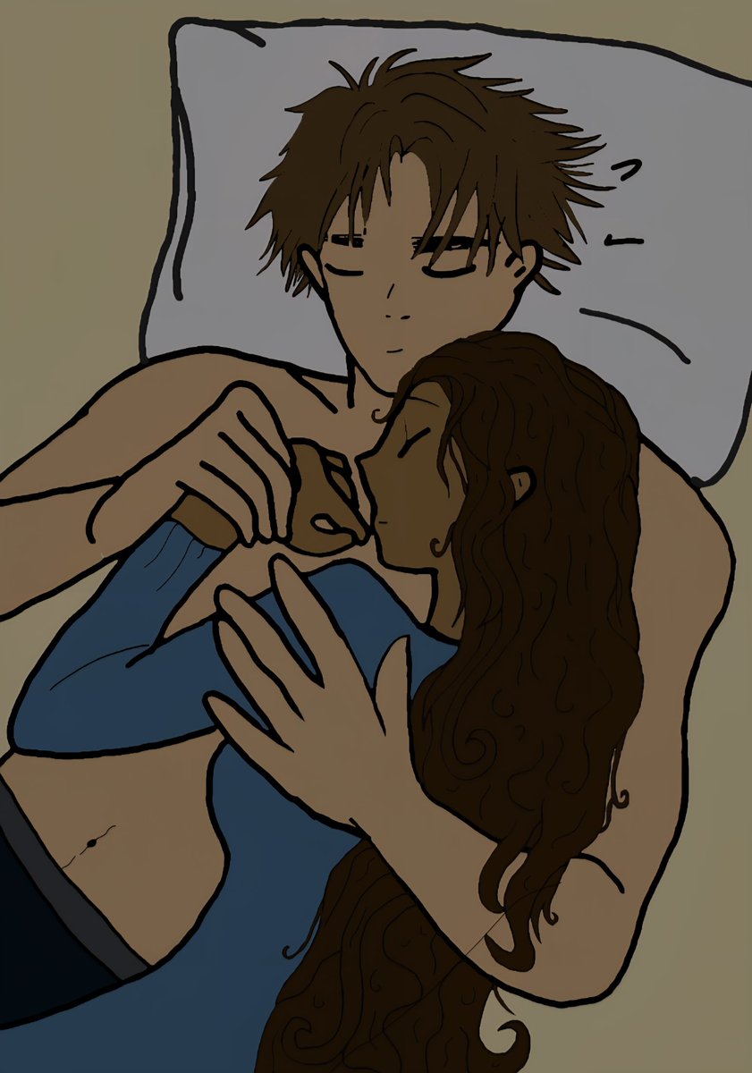 Nakanno_'s tweet photo. Es primerita vez que dibujo así en digital, así que habrán muchos errores pero así es imagino a Daya y Lázaro, que aunque querían mantener distancia terminan abrazaditos durmiendo #adoma #ADOMASpoiler @LiliCross_ @Reah_Ofi https://t.co/o3en2dWRh0